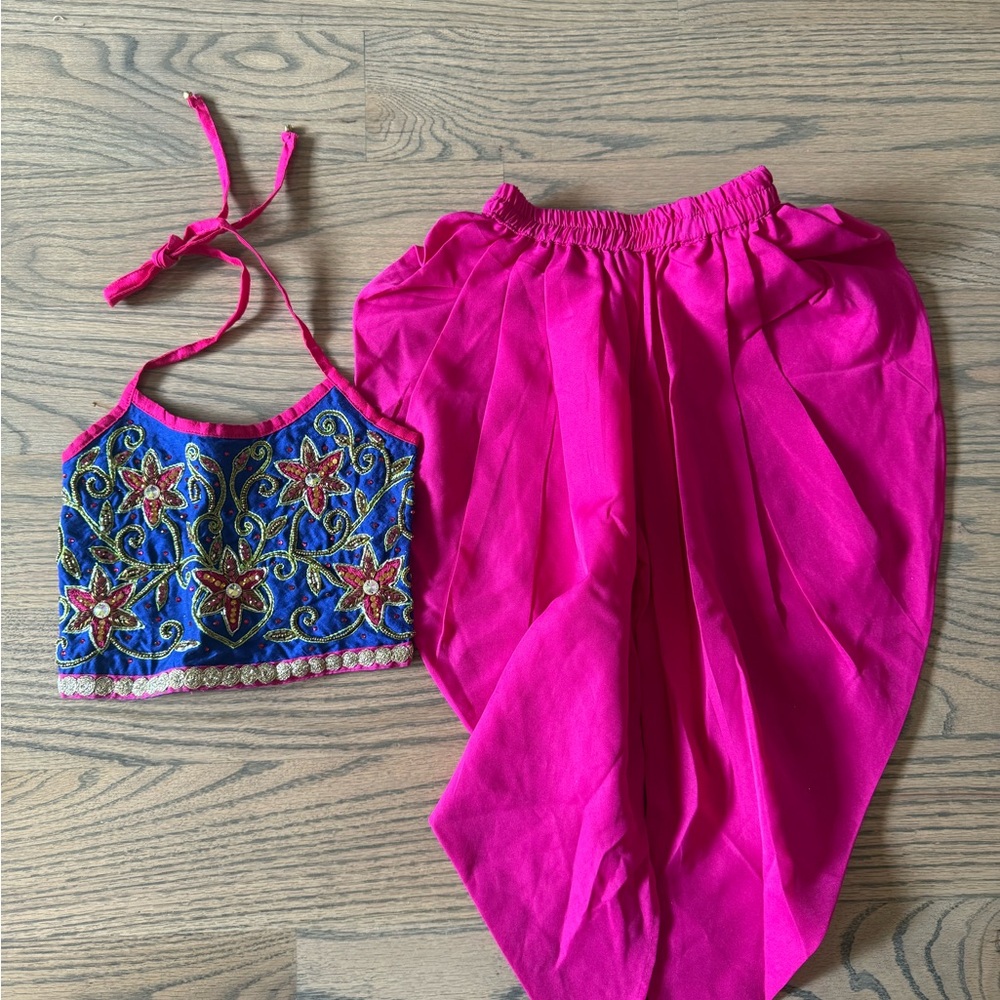 Jwisha toddler Indian style girl pink & blue set